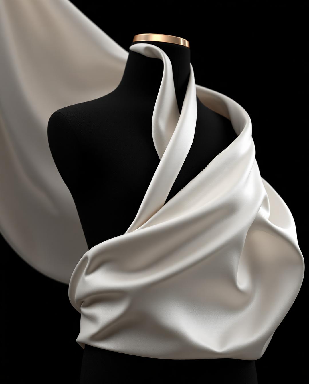 Digital silk drape on a minimalist mannequin, TWINZ STUDIO CLO3D render